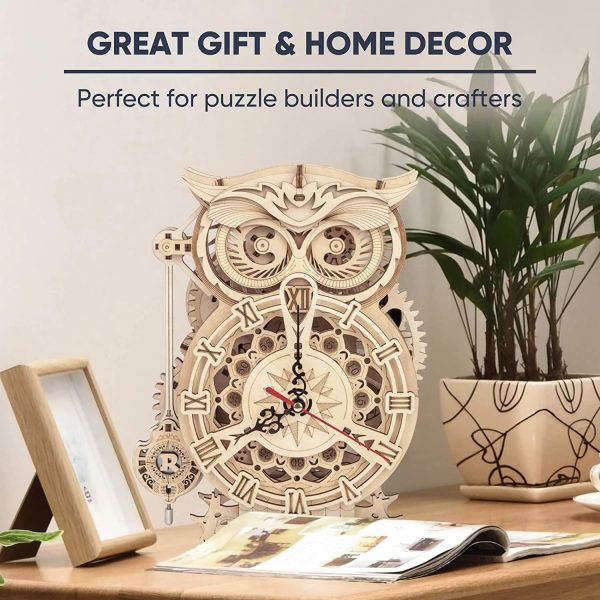 Love My Diy Home Robotime 3D Owl Wooden Clock - Image 4