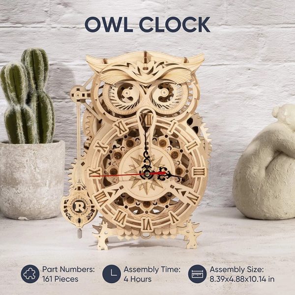 Love My Diy Home Robotime 3D Owl Wooden Clock - Image 3