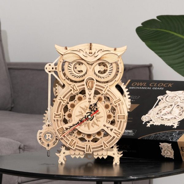 Love My Diy Home Robotime 3D Owl Wooden Clock - Image 2